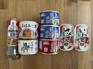 和風ドレッシング ＋ 缶詰７つ（日本で購入）