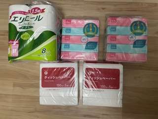 トイレットペーパー（エリエール ダブル8ロール） ＋ ティッシュペーパー（20パック）