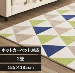 新品未使用 アイリスオーヤマ フランネルラグ 185cm×185cm 2畳 トライアングルグリーン